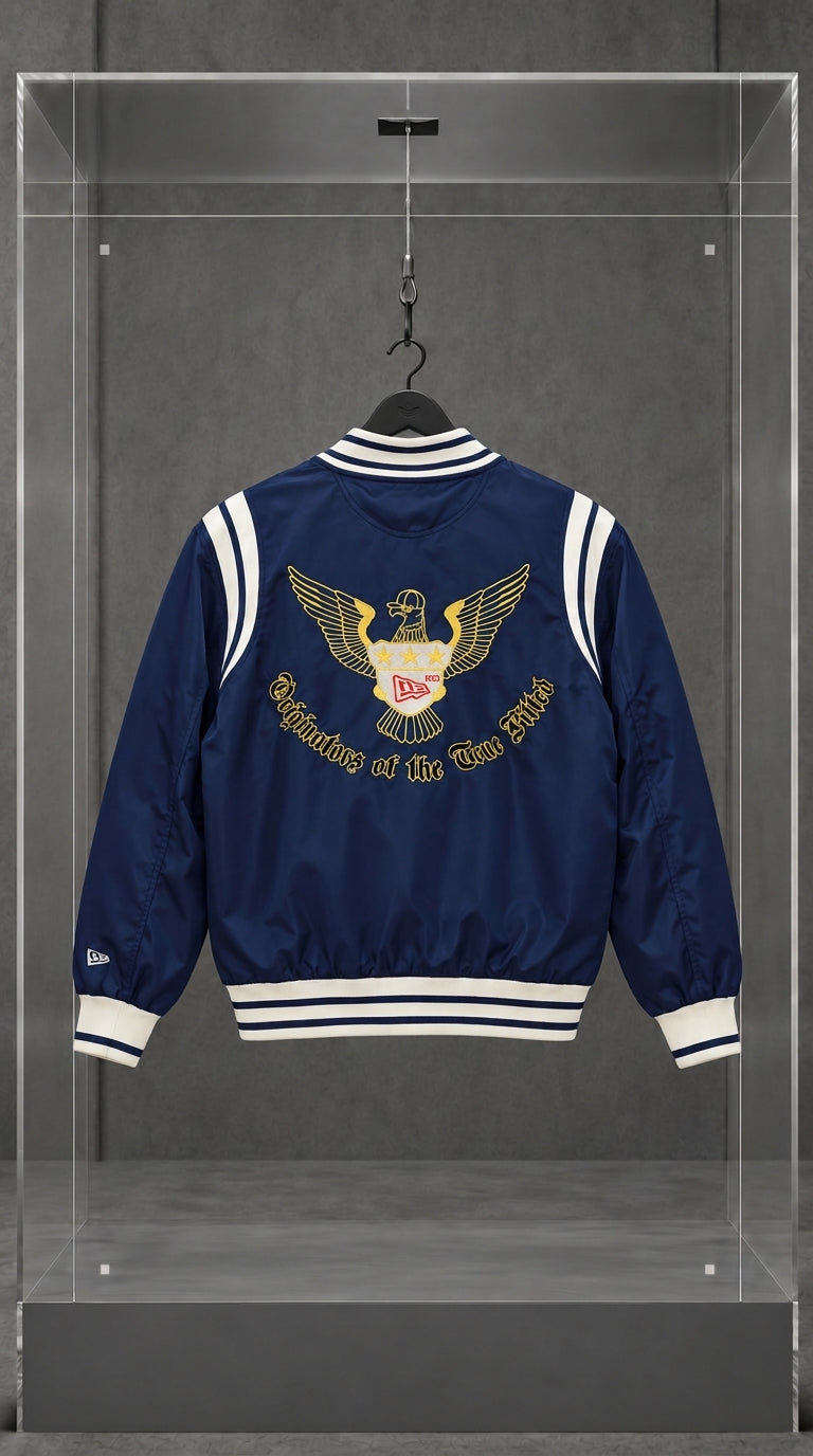 New Era 'Originators of the True Fitted' Eagle Satin Varsity Jacket — foto 3