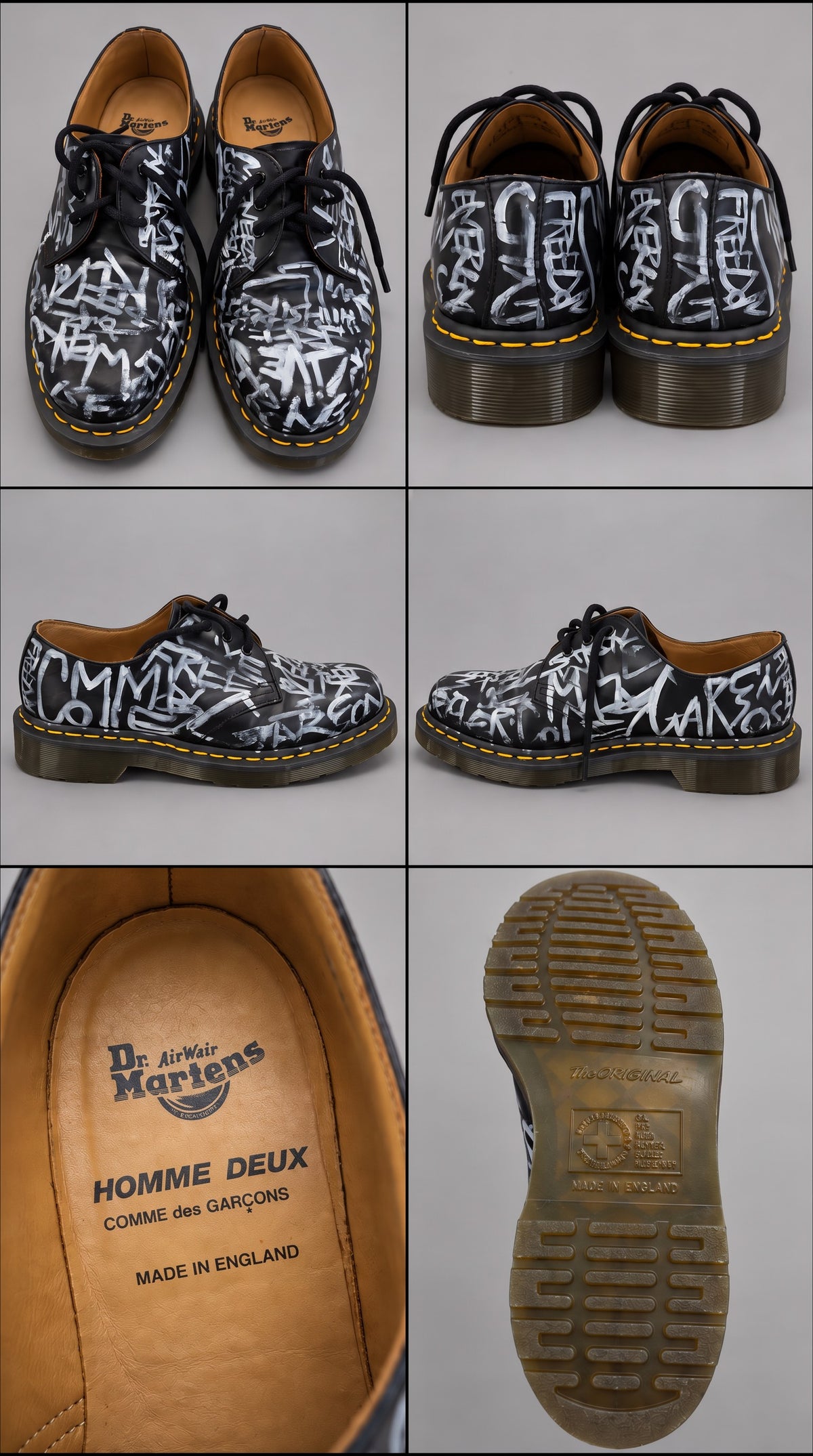 COMME des GARÇONS HOMME DEUX x Dr. Martens 1461 Made in England 'My Energy Comes From Freedom' Graffiti Derby — foto 4