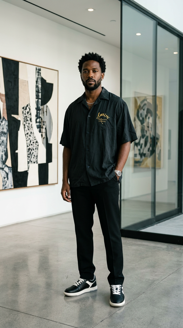Camisa AMIRI Hollywood Camp Preta