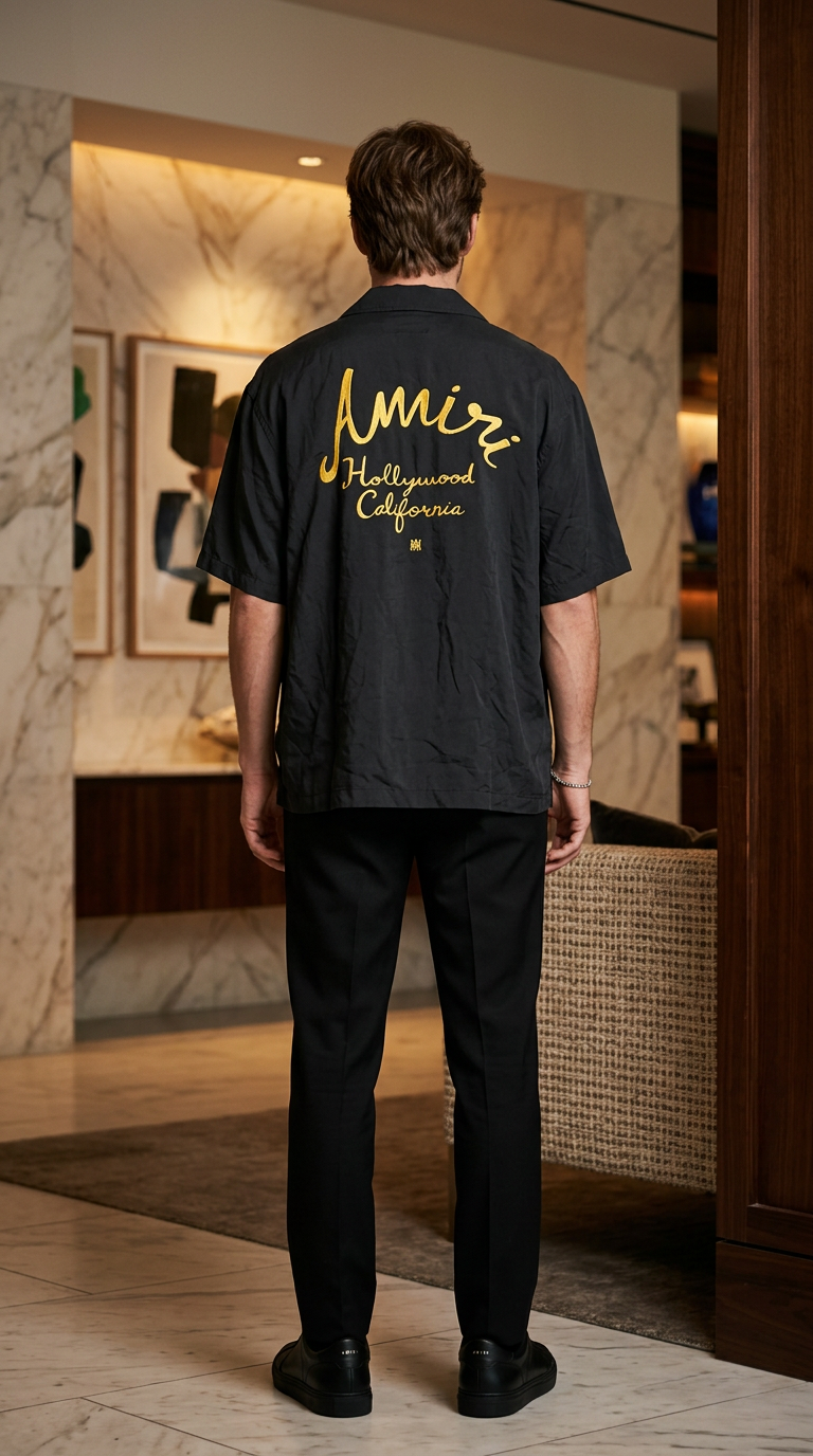 Camisa AMIRI Hollywood Camp Preta