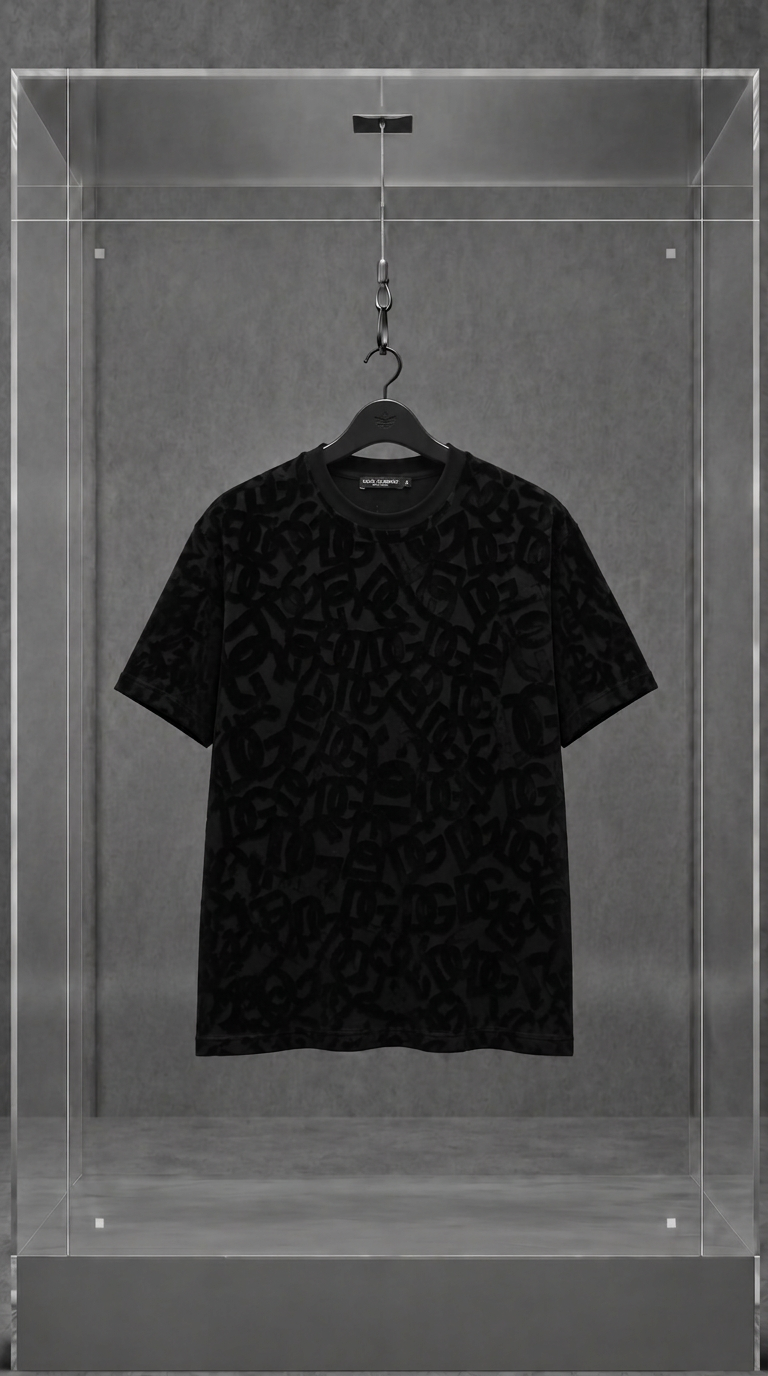 Camiseta Dolce & Gabbana Monograma DG Flocado Preta