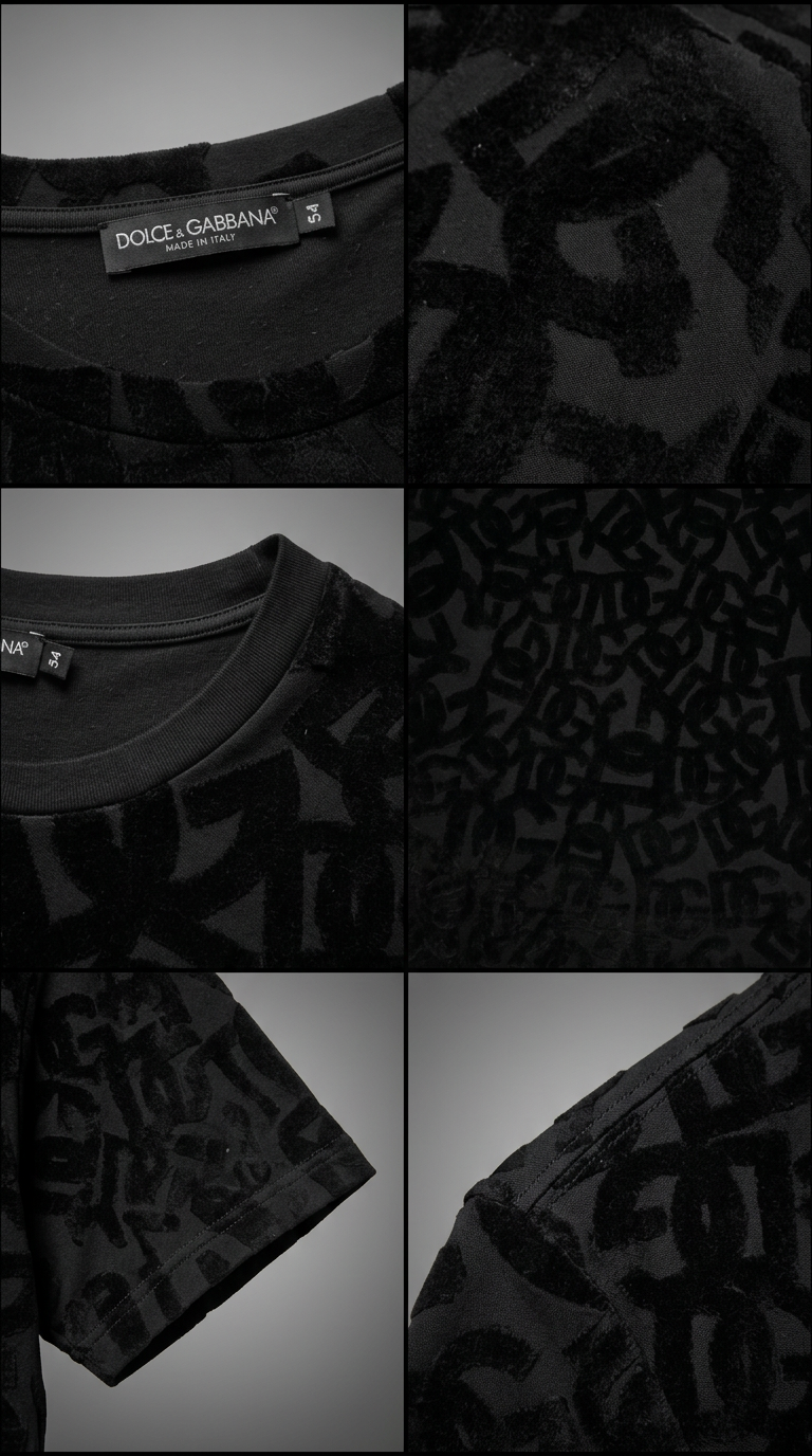 Camiseta Dolce & Gabbana Monograma DG Flocado Preta