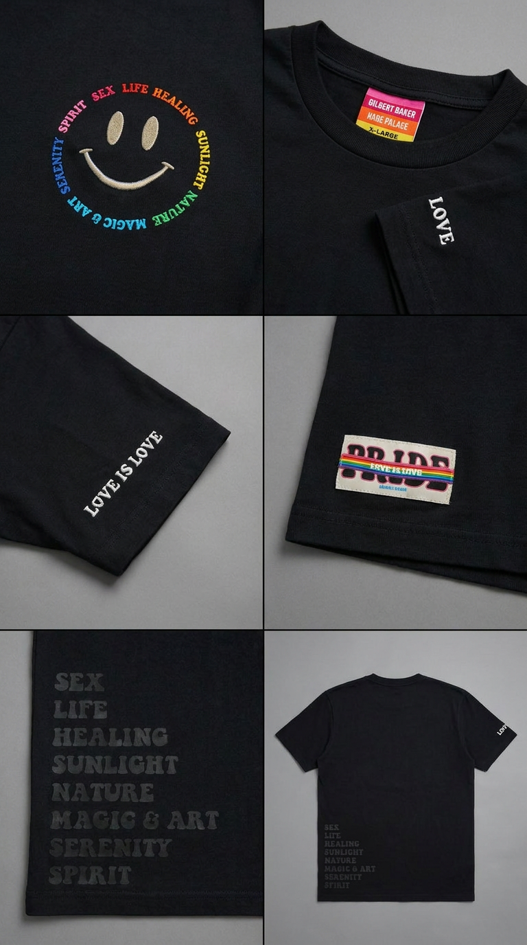 Camiseta Shoe Palace × Gilbert Baker Rainbow Smiley Preta