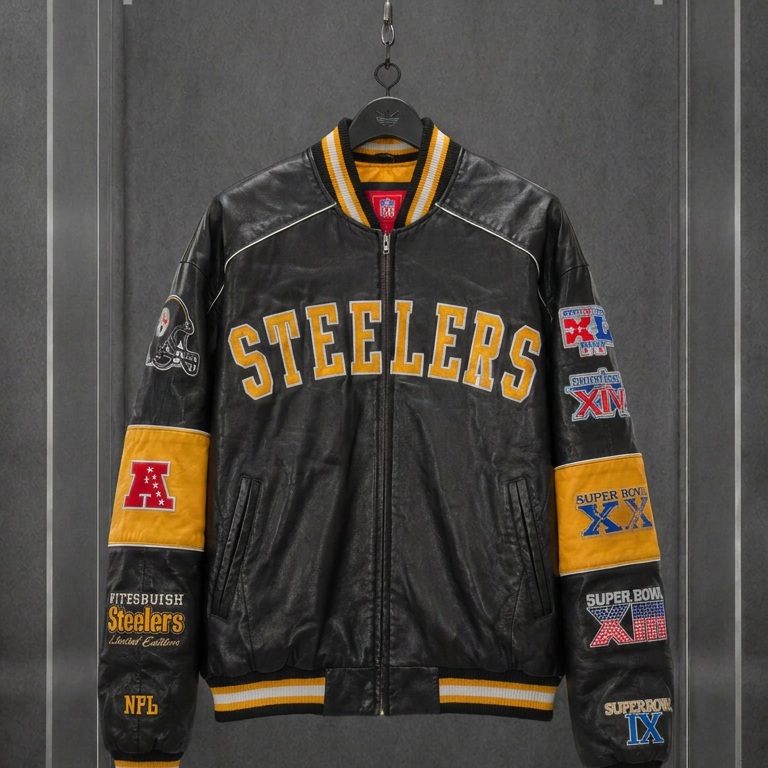 Pittsburgh Steelers Super Bowl Champions Genuine Leather Jacket