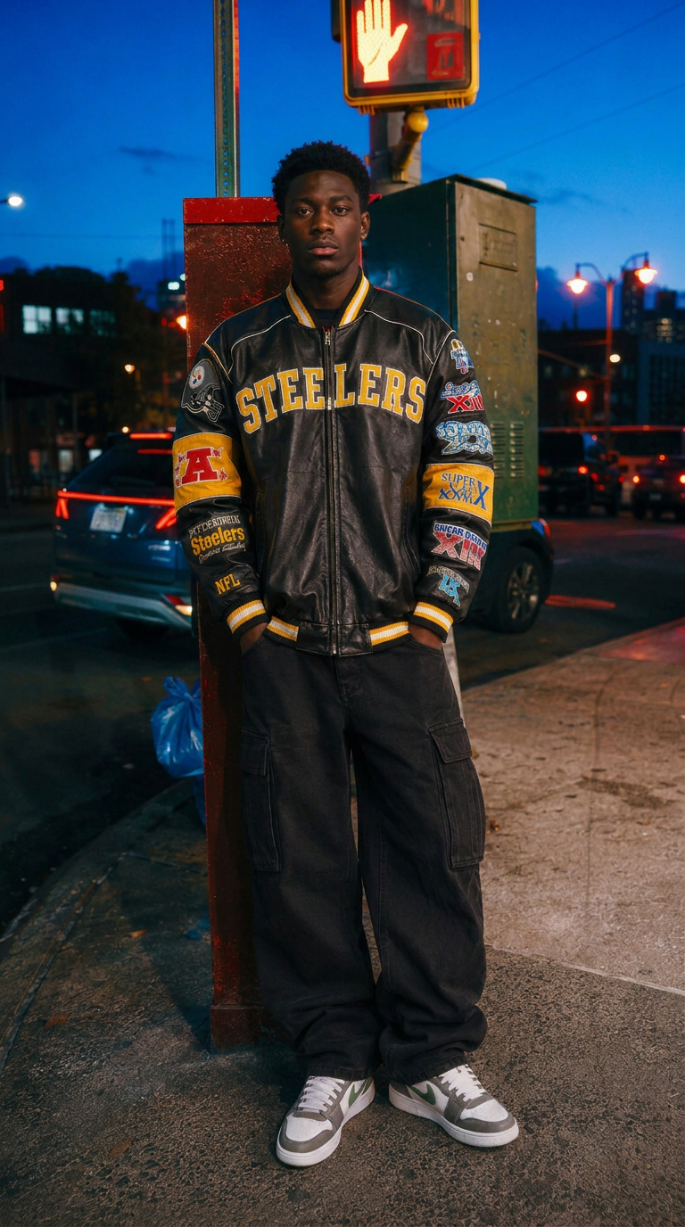 Pittsburgh Steelers Super Bowl Champions Genuine Leather Jacket