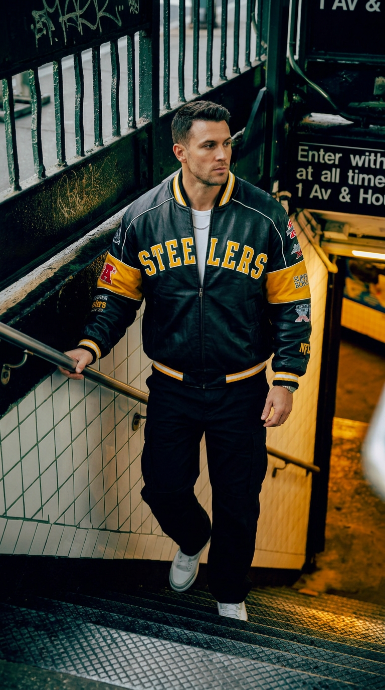 Pittsburgh Steelers Super Bowl Champions Genuine Leather Jacket