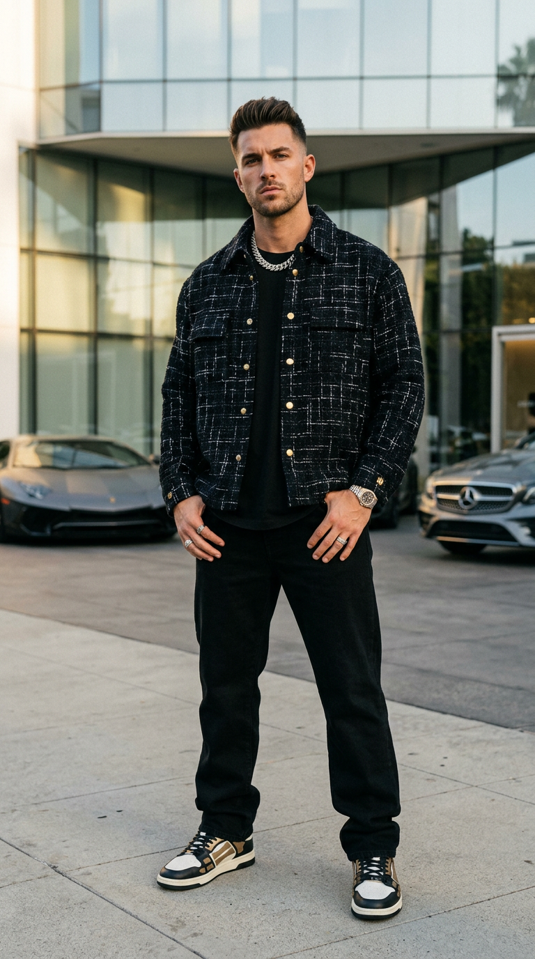 Camisa Overshirt AMIRI Fleck Tweed Padded