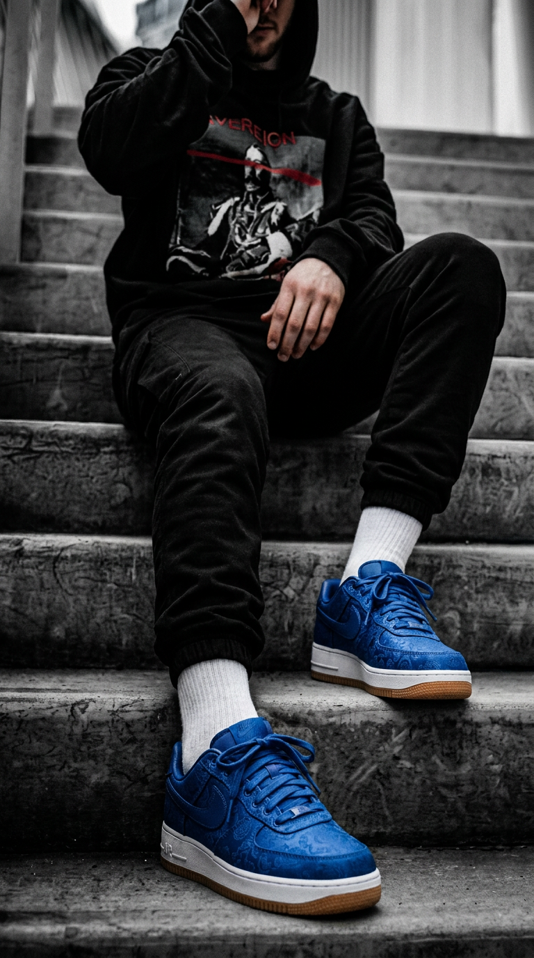 Nike Air Force 1 Low Premium × CLOT “Royale University Blue Silk”