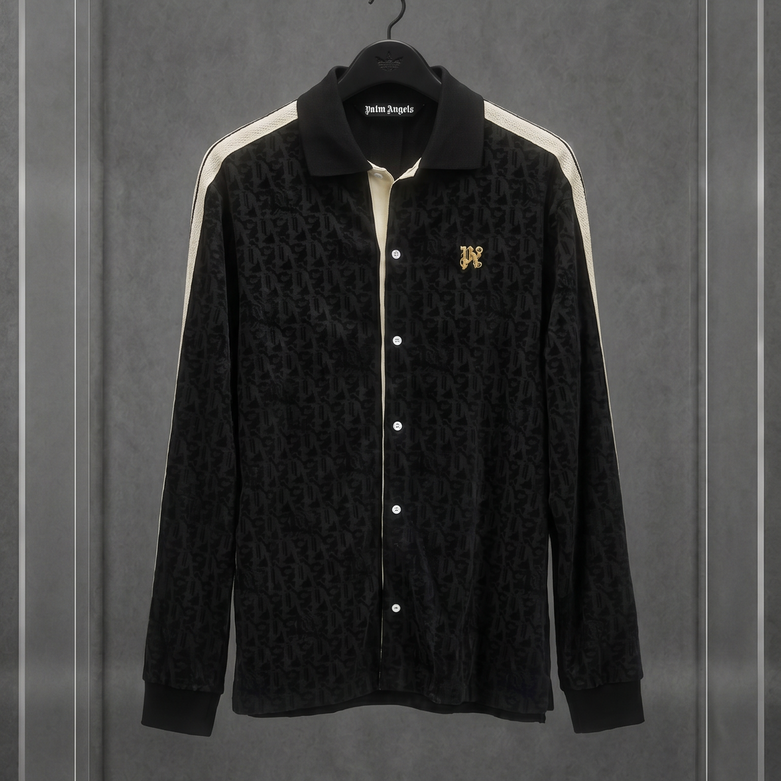 Camisa Palm Angels Monograma Jacquard Preta