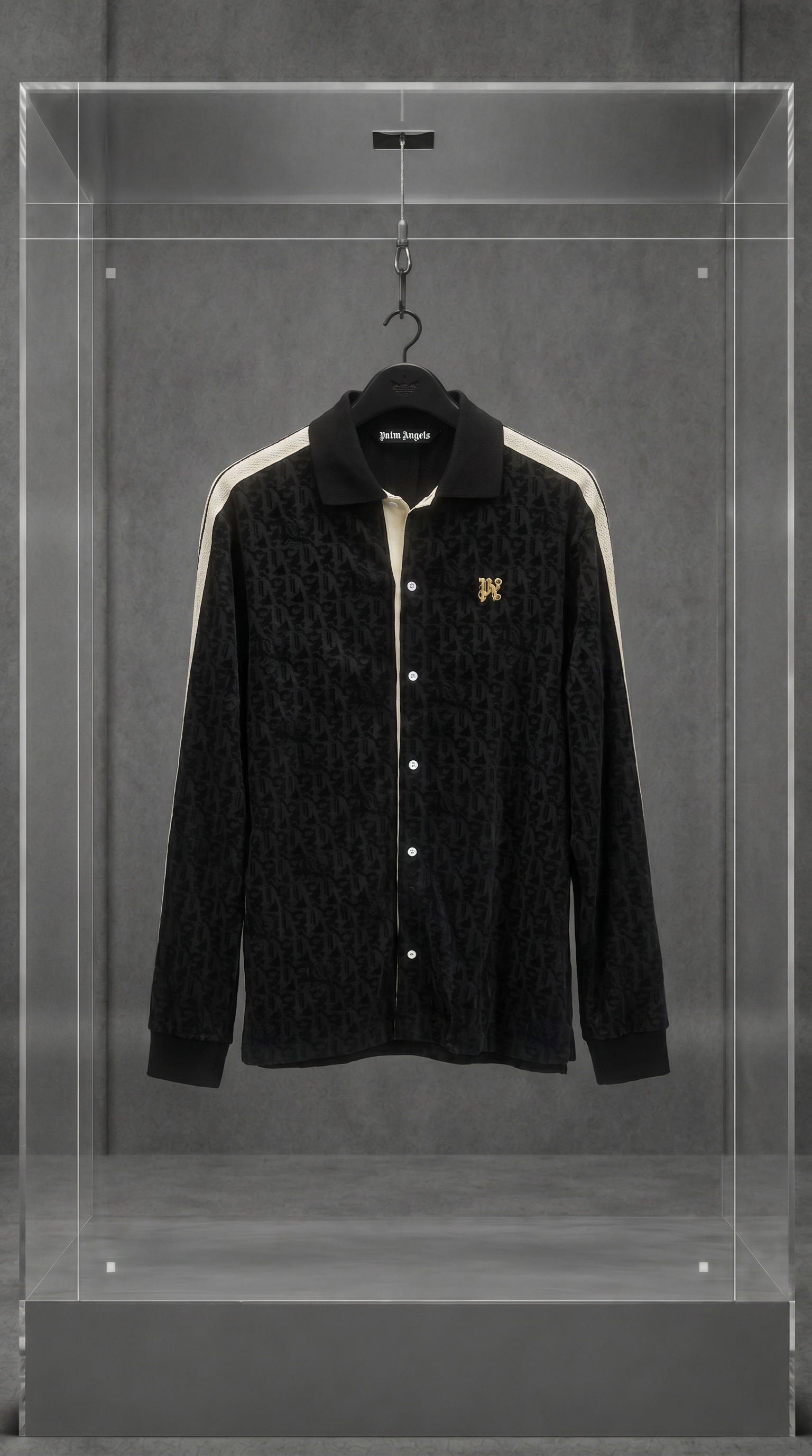 Camisa Palm Angels Monograma Jacquard Preta