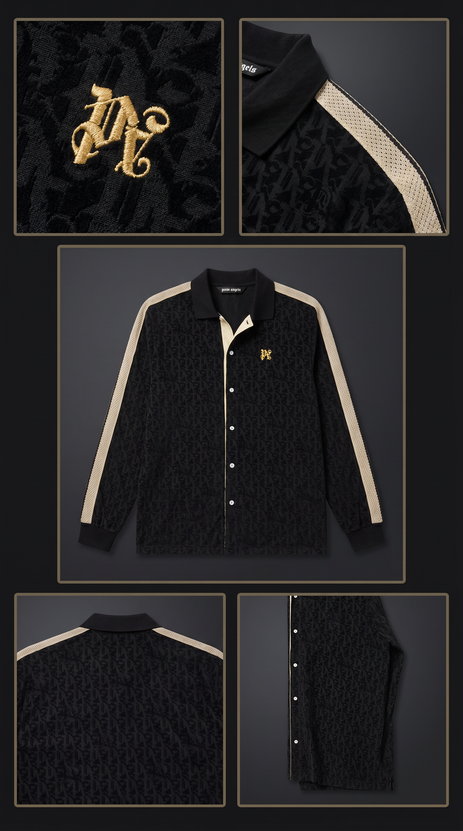 Camisa Palm Angels Monograma Jacquard Preta