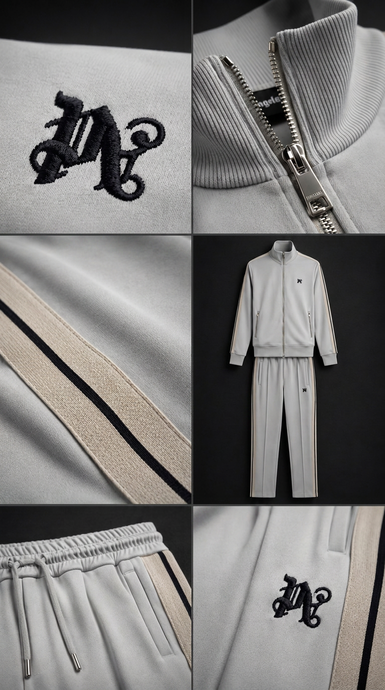 Conjunto Palm Angels Monogram Track Suit Cinza-Claro