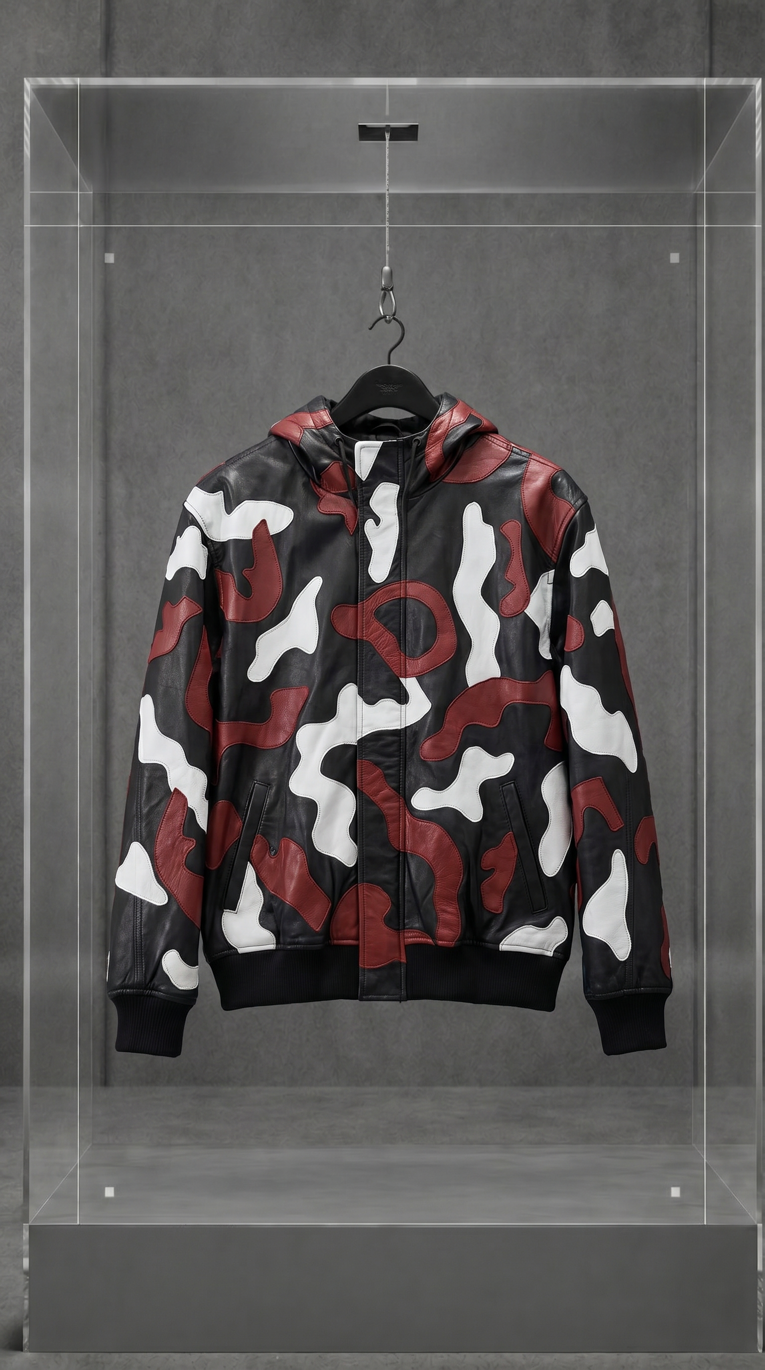 Jaqueta Supreme Camo Leather Hooded Red Camo