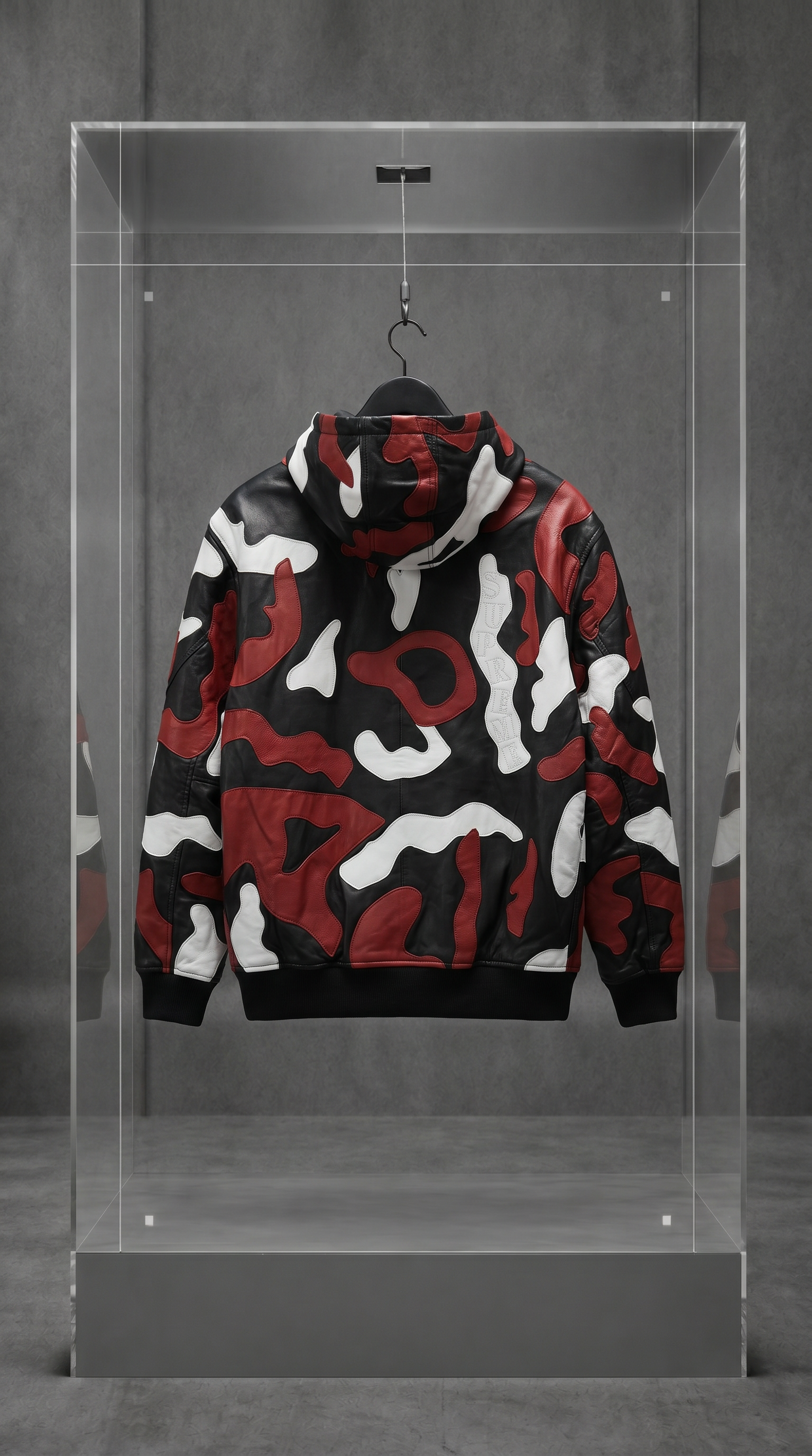 Jaqueta Supreme Camo Leather Hooded Red Camo