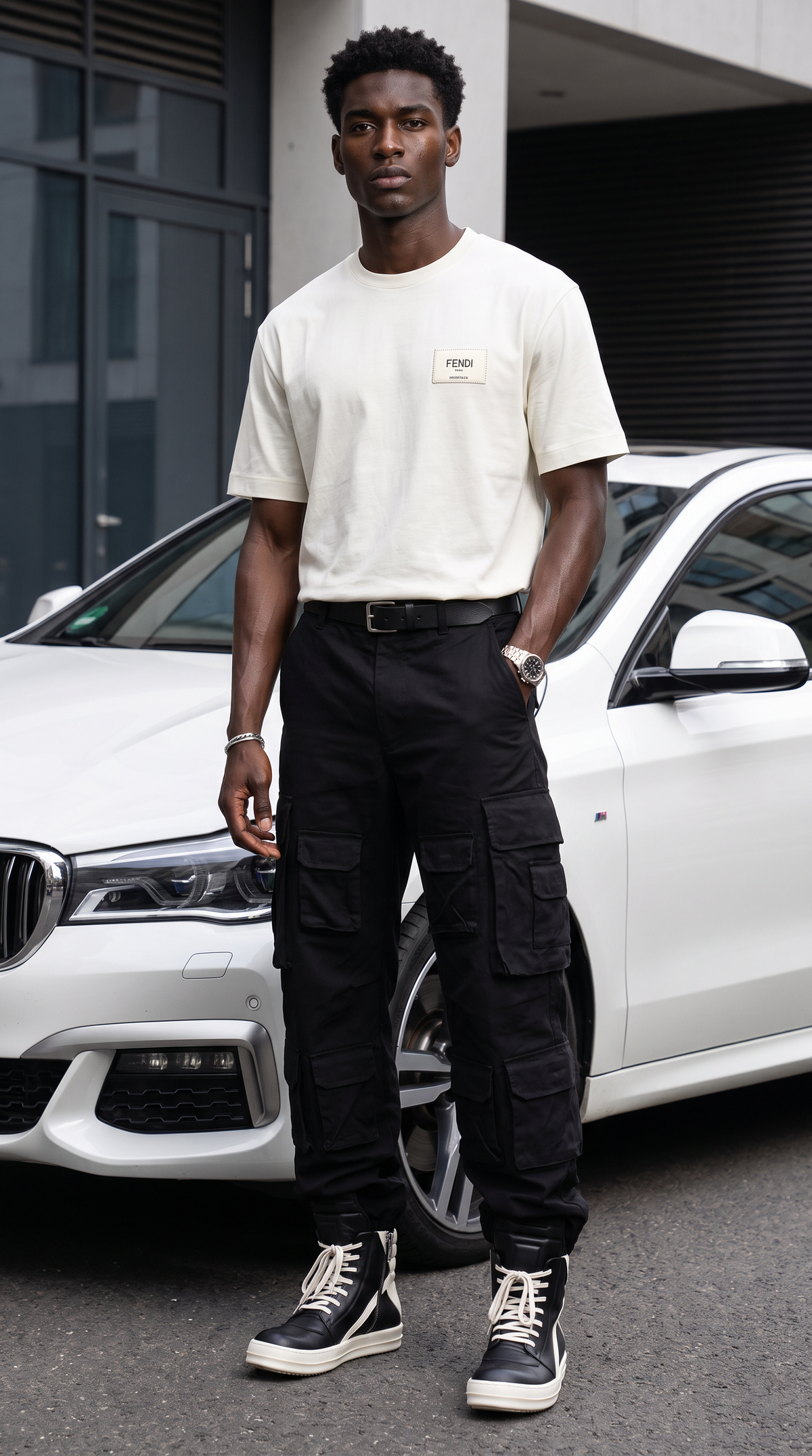 FENDI ROMA' Logo Patch Tee