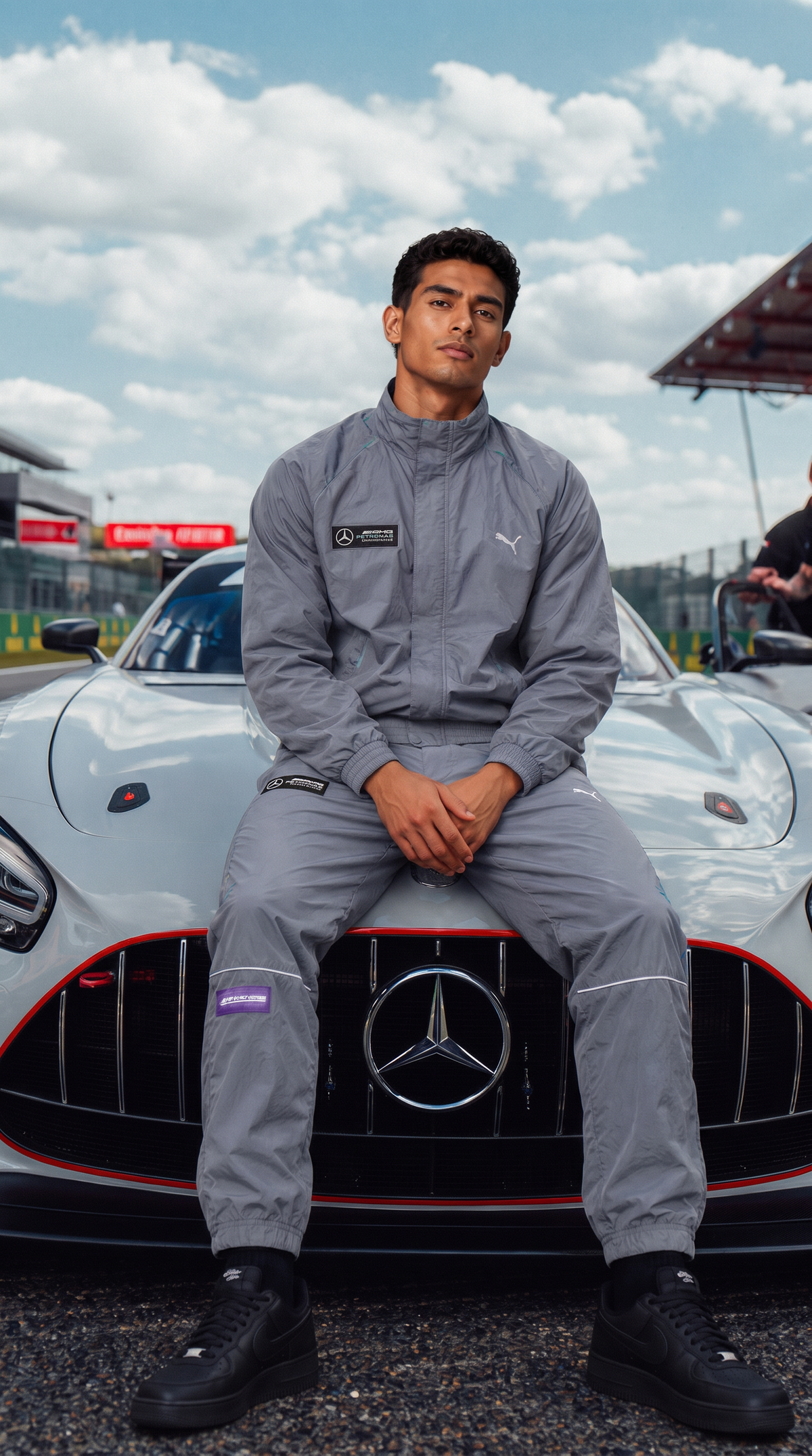 PUMA × MERCEDES-AMG PETRONAS Silver Arrows — conjunto (jaqueta + calça) · 2020