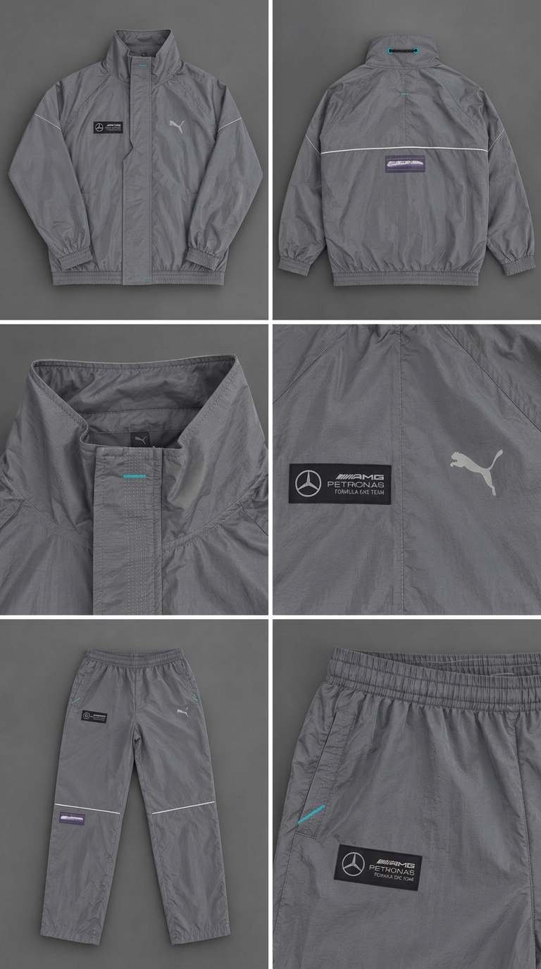 PUMA × MERCEDES-AMG PETRONAS Silver Arrows — conjunto (jaqueta + calça) · 2020