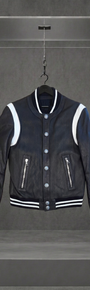 BALMAIN Varsity Bomber em Couro Perfurado