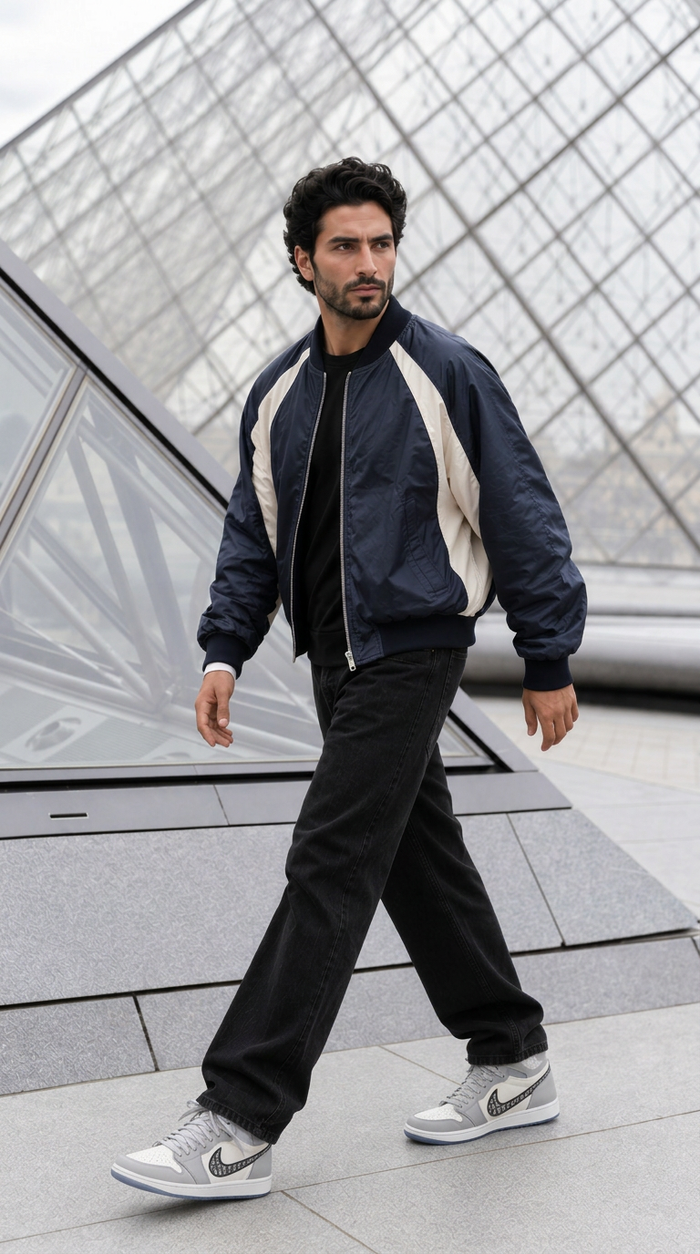 DIOR × AIR JORDAN Air Dior Bomber — NAVY