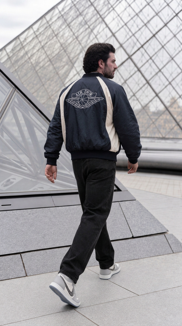 DIOR × AIR JORDAN Air Dior Bomber — NAVY