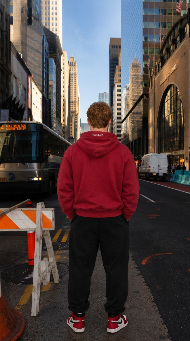 SUPREME × NIKE Leather Appliqué Hooded Sweatshirt