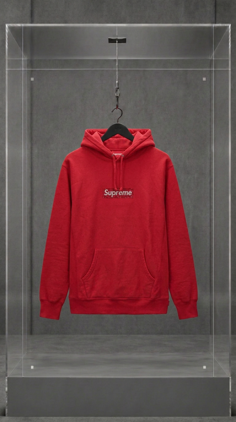 SUPREME × SWAROVSKI Box Logo Hooded Sweatshirt
