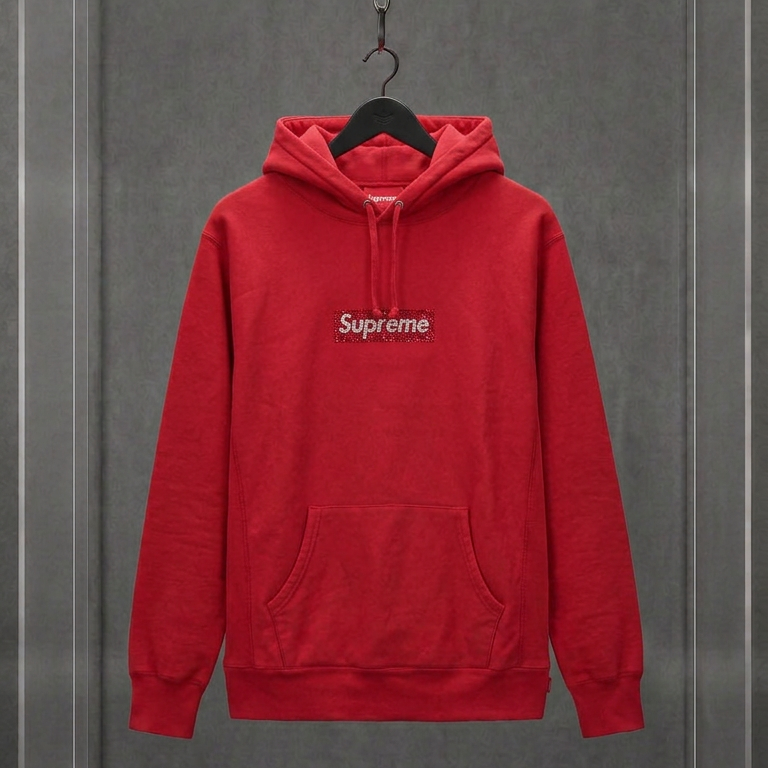 SUPREME × SWAROVSKI Box Logo Hooded Sweatshirt