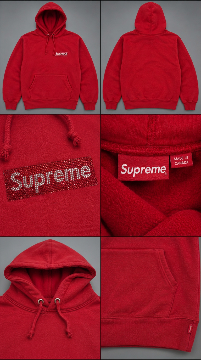 SUPREME × SWAROVSKI Box Logo Hooded Sweatshirt